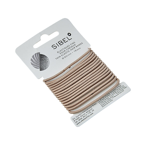 Резинки Sibel для волос тонкие бежевые 16 шт/уп 4441216