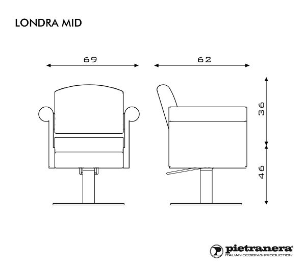 Кресло парикмахерское Pietranera LONDRA MID 115M.7R