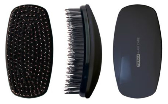 Щетка массажная TITANIA Detangling Brush черная 1799/2 Box