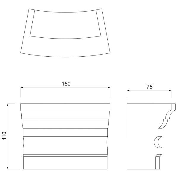 Стойка администратора Gamma&Bross ALZIRA CURVA 150 CM GCMW050CA