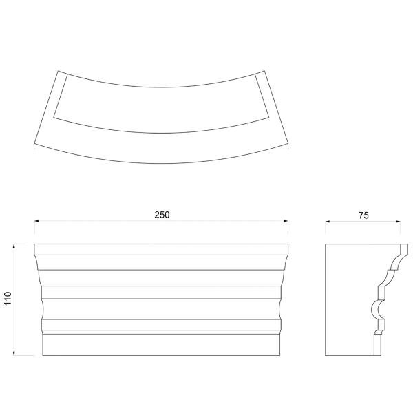 Стойка администратора Gamma&Bross ALZIRA CURVA 250 CM GCMW054CA