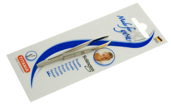 Пинцет TITANIA узкий скошенный никелированный с позолотой 1067/G Пинцет TITANIA узкий скошенный никелированный с позолотой 1067/G