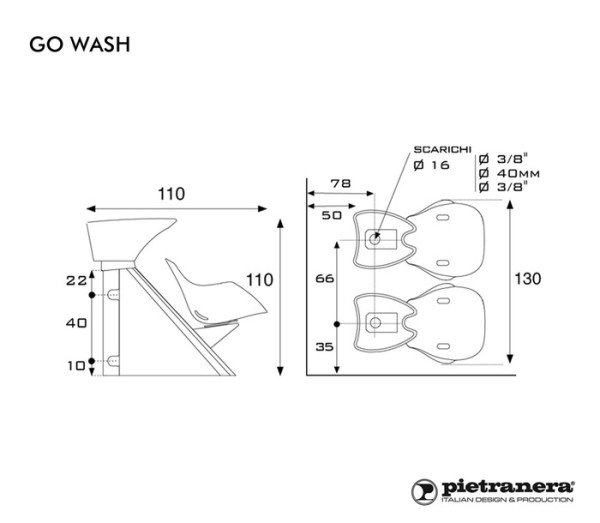 Мойка парикмахерская Pietranera GO WASH 112L