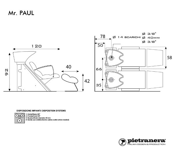 Мойка парикмахерская Pietranera Mr. PAUL WASH 410