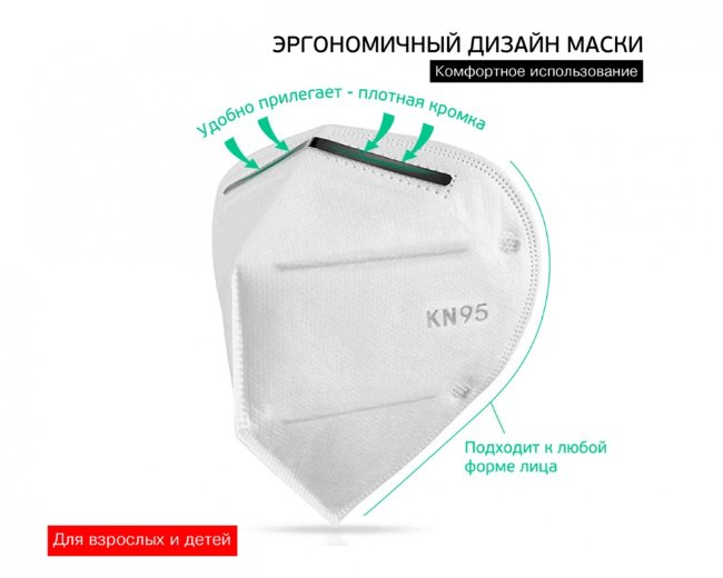 Маска-респиратор KN95, с клапаном, многослойная, класс защиты FFP2 Маска-респиратор KN95, с клапаном, многослойная, класс защиты FFP2