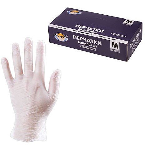Перчатки виниловые Aviora, прозрачные, размер M (100 шт, 50 пар) Перчатки виниловые Aviora, прозрачные, размер M (100 шт, 50 пар)
