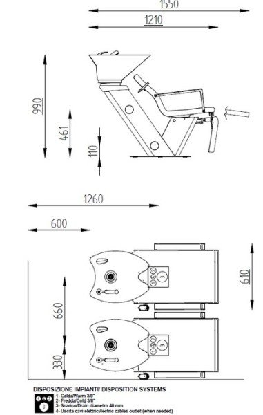 Мойка парикмахерская Pietranera VERSUX PRO 534