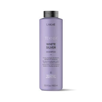 Тонирующий шампунь для нейтрализации желтого оттенка волос LAKME WHITE SILVER SHAMPOO 1000 мл 44011