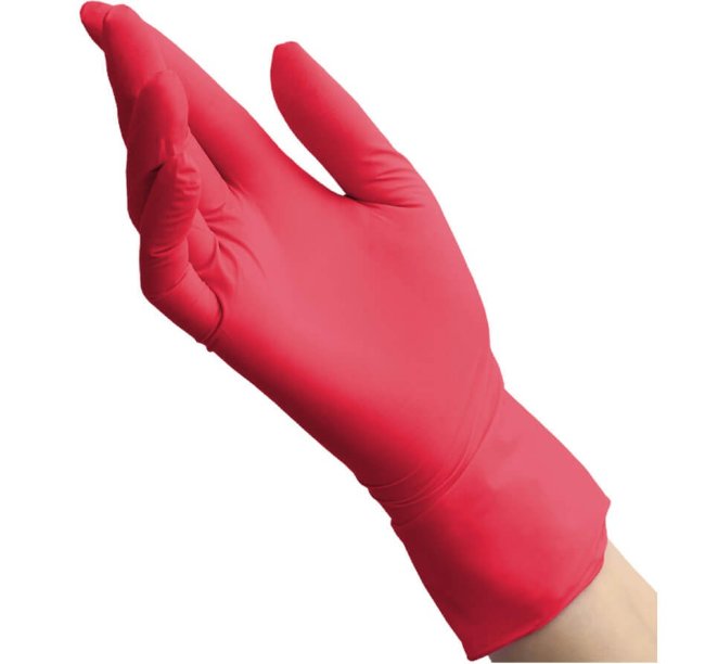 Перчатки нитриловые Benovy, красные, размер S, (100 шт, 50 пар) Перчатки нитриловые Benovy, красные, размер S, (100 шт, 50 пар)