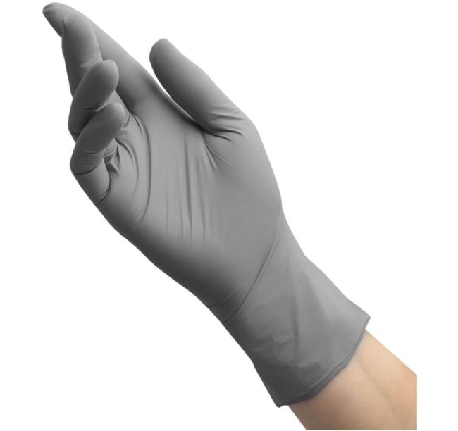 Перчатки нитриловые Benovy, серые, размер М, (100 шт, 50 пар) Перчатки нитриловые Benovy, серые, размер М, (100 шт, 50 пар)