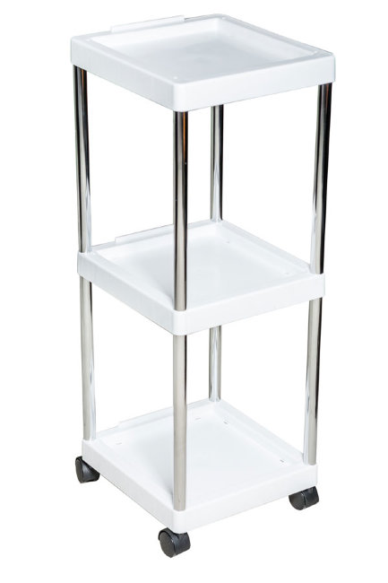 Тележка парикмахерская с 3 полками белая IM 6004 Тележка парикмахерская с 3 полками белая IM 6004